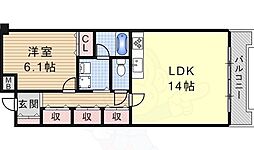 ファミール伊丹デュオ 1LDKの間取図画像