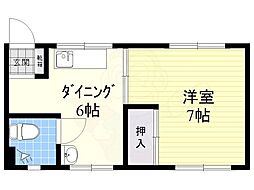 新大阪土井コーポ 1DKの間取図画像