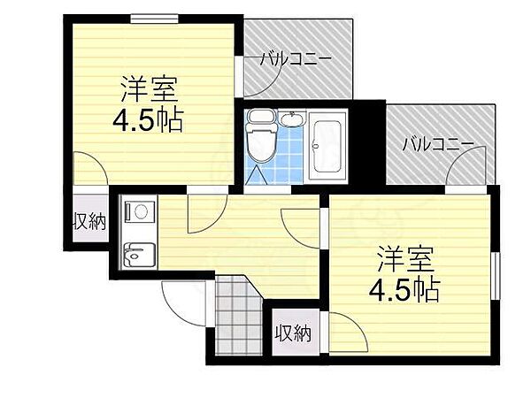 アメニティ新大阪4番館 2B｜大阪府大阪市淀川区野中北１丁目(賃貸マンション2K・2階・24.87㎡)の写真 その2