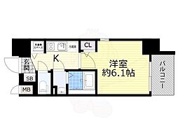 エスリード新大阪グランゲートノース 5階1Kの間取り