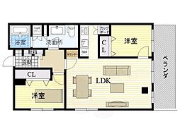 フローラルセントランド 2LDKの間取図画像