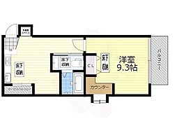 プルメリア新大阪 3階1DKの間取り
