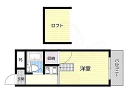 三国パラシオン 1Kの間取図画像