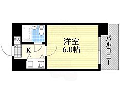 ミフネセントラルベア東淀川 8階1Kの間取り