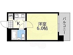 ミフネセントラルベア東淀川 8階1Kの間取り