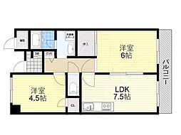 久光マンション 2DKの間取図画像