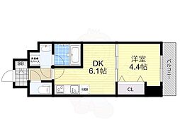 ライブガーデン江坂9 6階1DKの間取り