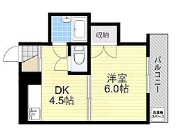 シオザキビル3 1DKの間取図画像