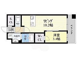 サンレムート江坂3rd 8階1LDKの間取り