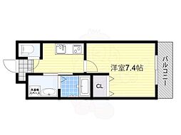 パーラム淡路 3階1Kの間取り