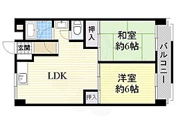 第3マンション北 2LDKの間取図画像