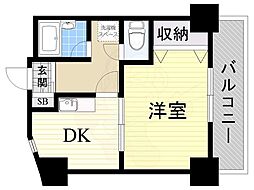 サウスフラット 4階1DKの間取り