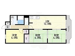 ネオハイツ第2新大阪 3LDKの間取図画像