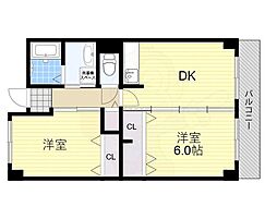 ラフィネ淀川 2DKの間取図画像