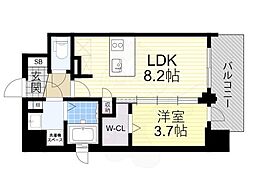 プランドール新北野 1LDKの間取図画像