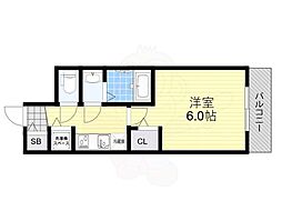 メインステージ大阪ノースマーク 1Kの間取図画像