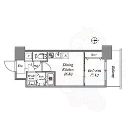 アドバンス江坂ラシュレ 1DKの間取図画像