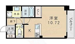 インザグレイス東三国 ワンルームの間取図画像