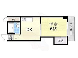 レクシア西中島3 1DKの間取図画像