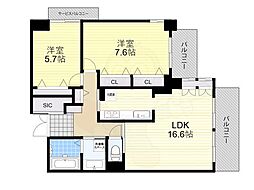 ユニティ北川口 2LDKの間取図画像