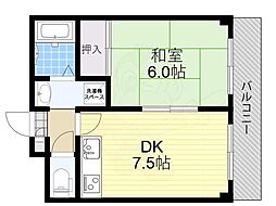 第7浦濱ビレッジ 1DKの間取図画像