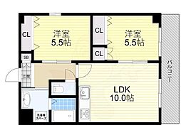 新大阪パークハイツ 2LDKの間取図画像
