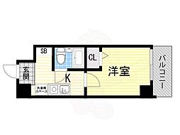エスリード新大阪 1Kの間取図画像