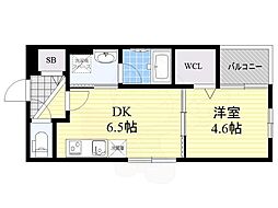 KTIレジデンス三国4 1DKの間取図画像
