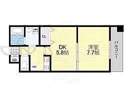 レフィーナカルム江坂 1DKの間取図画像
