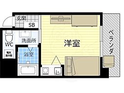 ミールズ新大阪 ワンルームの間取図画像