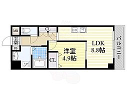 フローレンス江坂 1LDKの間取図画像