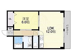 第2星栄ハイツ 1LDKの間取図画像