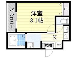 フジパレス新高 1Kの間取図画像