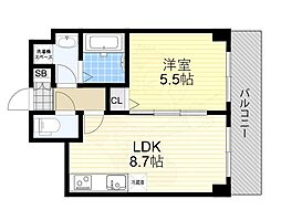 サンレムート新大阪east2 1LDKの間取図画像