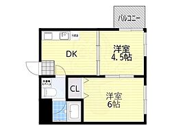 ハイツ・ウェストン 2DKの間取図画像