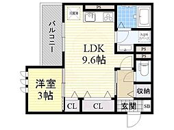 三国本町メディエートプラザ 1LDKの間取図画像