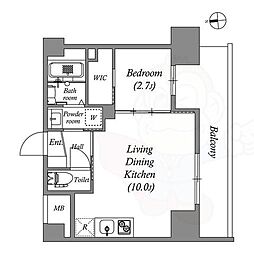 アドバンス江坂ラシュレ 1LDKの間取図画像
