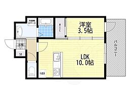 Alivis三国本町 1LDKの間取図画像