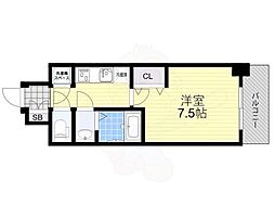アドバンス江坂ラシュレ 1Kの間取図画像