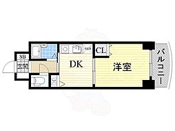 ノルデンハイム東三国B棟 1DKの間取図画像
