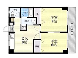 第二水川ハイツ 2LDKの間取図画像