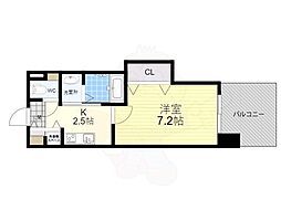 リエート東三国 1Kの間取図画像