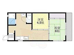 東三国マンション 2DKの間取図画像