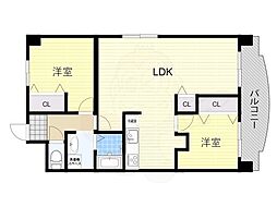 パークハイツアイリス2号館 2LDKの間取図画像