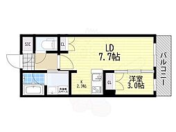 アーバンパーク淡路 1LDKの間取図画像