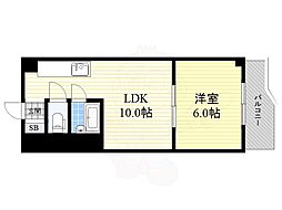 新大阪第2ダイヤモンドマンション 1LDKの間取図画像