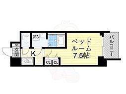 Sレジデンス新大阪ウエスト 1Kの間取図画像