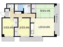 インペリアル上新庄 3LDKの間取図画像