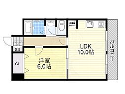 サンフラッツ新大阪 1LDKの間取図画像