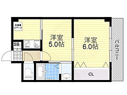 ハイツ新和 2Kの間取図画像